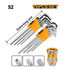 Набор шестигранных ключей 18 шт. HEX 1,5-10мм, TORX Т10-Т50 INGCO HHKSET0181 INDUSTRIAL
