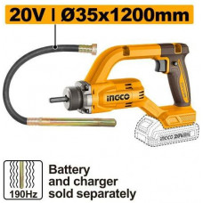 Аккумуляторный вибратор для бетона INGCO CCVLI202502 STANDARD (20 В, 2500 об/мин, булава 35х1200 мм