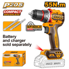 Аккумуляторный шуруповерт 20B BL 55Hm без АКБ и ЗУ SUPER INGCO CDLI205581 INDUSTRIAL