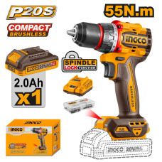 Бесщеточный шуруповерт 55 Нм 20В, б/щ INGCO CDLI205582 INDUSTRIAL