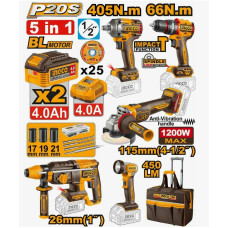 Набор аккумуляторного инструмента BL 5шт. Li-Ion 20В INGCO CKLI20595 INDUSTRIAL