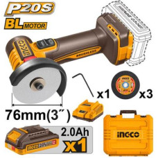Мини-УШМ CAGLI207625 Акк., б/щ, 76 мм, P20S(20В) INGCO