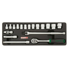 Набор-сет головок 3/8" 18предм. 6гр. 136х364мм TOPTUL