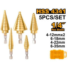 Набор ступенчатых сверл 5шт SUPER INGCO AKSDS2051 INDUSTRIAL