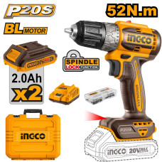 Аккумуляторный шуруповерт 20B BL 52Hm 2хАКБ и ЗУ SUPER INGCO CDLI20453 INDUSTRIAL