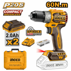 Аккумуляторный шуруповерт 20B BL 60Hm 22+1 кейс SUPER INGCO CDLI20602 INDUSTRIAL
