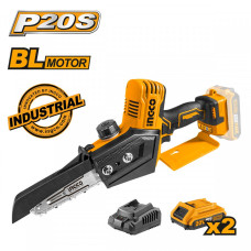 Цепная аккумуляторная мини пила 20В, 2 АКБ 2Ач, и ЗУ INGCO CGSLI20682 INDUSTRIAL