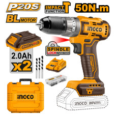 Аккумуляторный ударный шуруповерт  20B BL 50Hm 18+1+1 кейс SUPER INGCO CIDLI20508 INDUSTRIAL