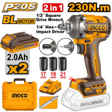 Гайковерт-импакт BL 20В 230Hm 1/2х1/4 SUPER INGCO CIWLI20236 INDUSTRIAL