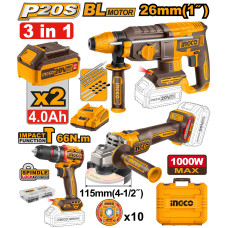 Набор аккумуляторного инструмента 3шт. Li-Ion 20 В INGCO COSLI241198 INDUSTRIAL