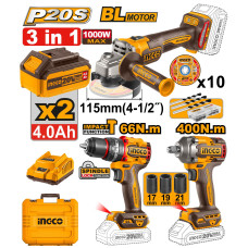 Набор аккумуляторного инструмента 3шт. Li-Ion 20 В INGCO COSLI241291 INDUSTRIAL