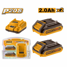 Набор АКБх2шт 2Ач и ЗУх2А SUPER INGCO FBCPK1222 INDUSTRIAL