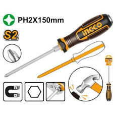 Отвертка крестовая ударная PH2x150мм S2 INGCO HGTPH2150 INDUSTRIAL