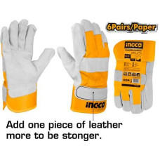 Перчатки комбинированные усиленные спилковые INGCO HGVC01