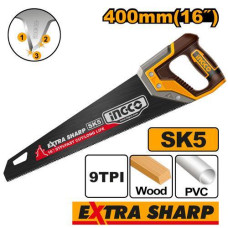 Ножовка по дереву 400 мм, SK5, 9TPI SUPER INGCO HHAS68400 INDUSTRIAL