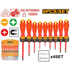 Набор диэлектрических отверток 9 шт INGCO HKISD0908 INDUSTRIAL