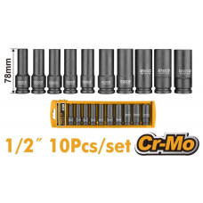 Набор торцевых ударных удлинённых головок 1/2 10-24 мм 10 шт. HKISSD12102L INGCO INDUSTRIAL