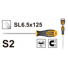 Отвертка плоская SL6.5x125 INGCO HS686125 INDUSTRIAL