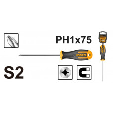 Отвертка крестовая PH1x75 мм INGCO HS68PH1075 INDUSTRIAL