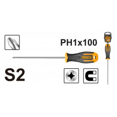 Отвертка крестовая PH1x100 мм INGCO HS68PH1100 INDUSTRIAL