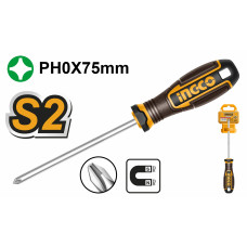 Отвертка крестовая PH0x75мм S2 SUPER INGCO HSDPH0075 INDUSTRIAL