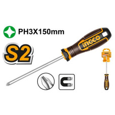 Отвертка крестовая PH3x150мм S2 SUPER INGCO HSDPH3150 INDUSTRIAL