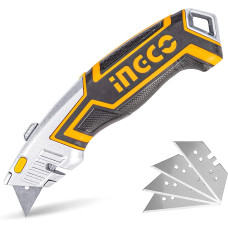 Нож универсальный 180 мм в ком. 5 лезвий INGCO HUK6118 INDUSTRIAL