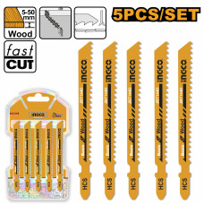 Набор пильных полотен по дереву 5шт. 74мм-HCS-6TPI INGCO JBT144D