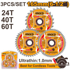 Набор дисков по дереву 3шт. TCT 165х20х2,0мм 24T/4T/60T SUPER INGCO TSB16503 INDUSTRIAL