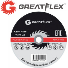230x6.0x22 мм Диск шлифовальный по металлу Master Greatflex 40017т